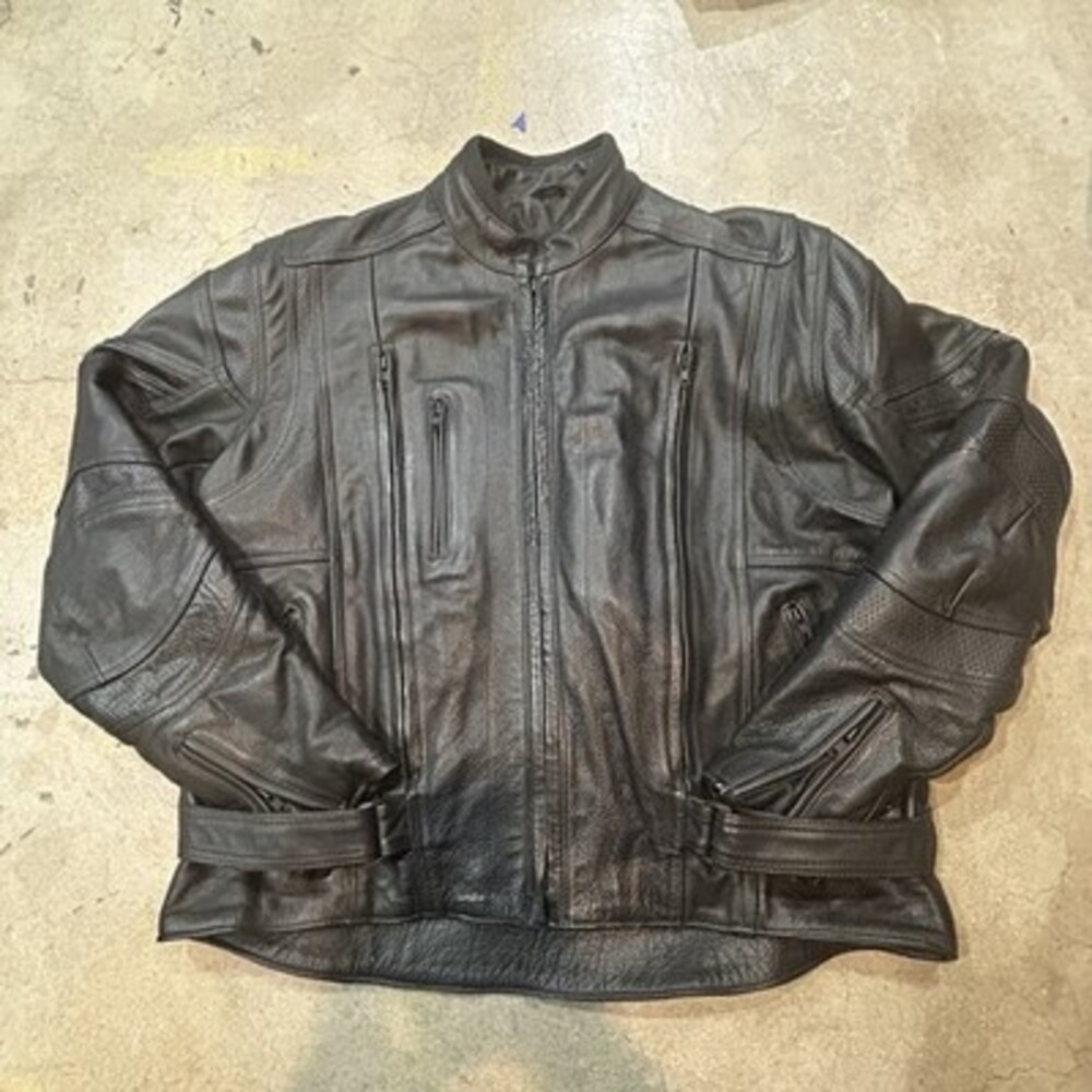 Vintage Men’s Black 90s Motorcycle Utility Jacket with Removable Liner